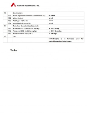 PD nr. PD20220096 Sulfentrazon 95% Tech Herbicide voor optimale verwijdering van onkruid